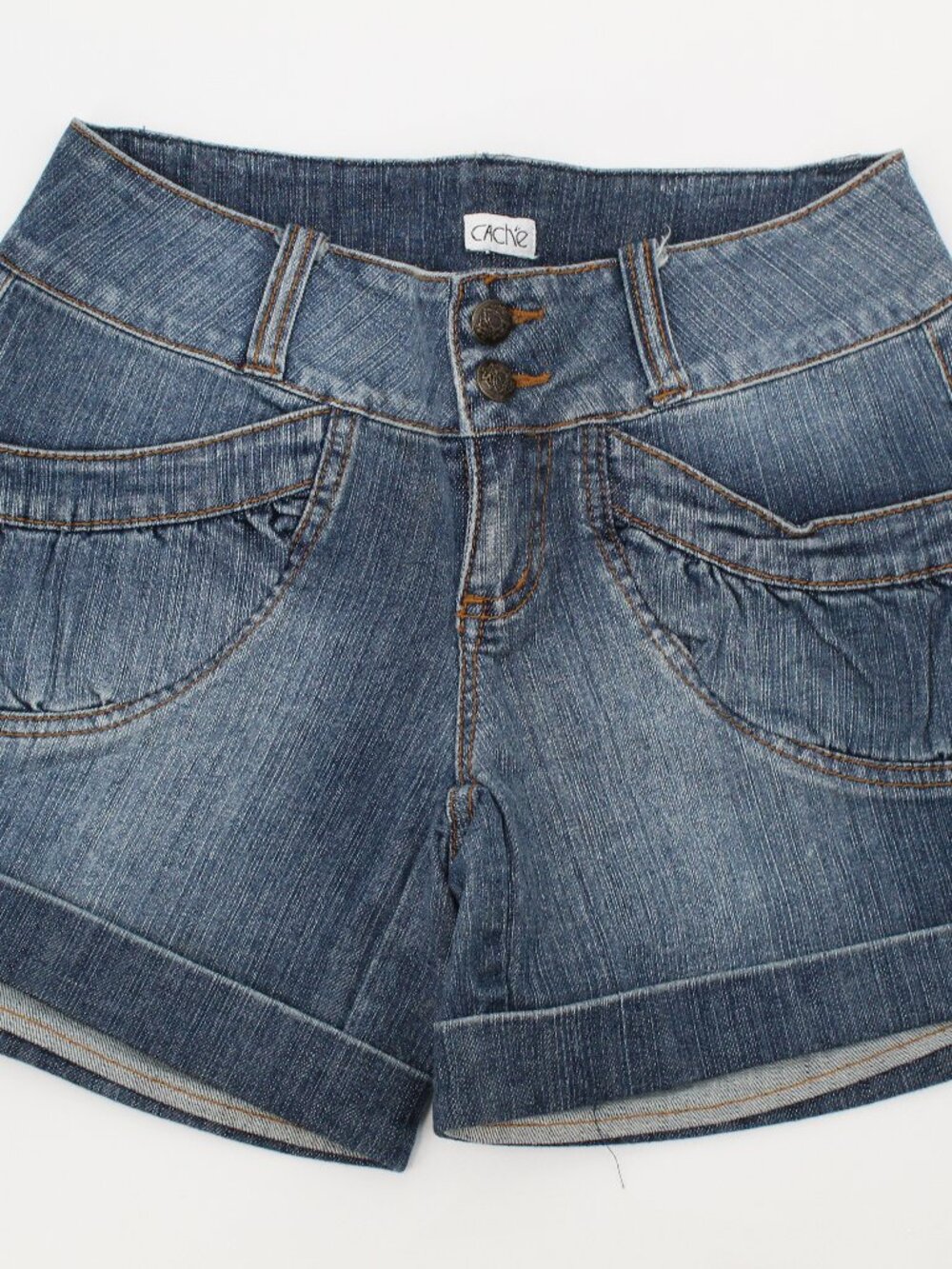Women's CACHE denim shorts sz 2. Y2K. Mom shorts. Rolled Hem
